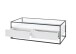 Couchtisch >EVORA< 2 Schübe, Ablage, weiss / Glas - 120x40x60 (BxHxT)