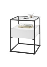 Beistelltisch >EVORA< Schublade, weiss, Holzwerkstoff / Metall - 43x54x43cm (BxHxT)