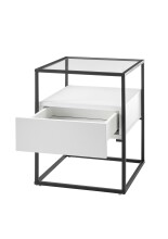 Beistelltisch >EVORA< Schublade, weiss, Holzwerkstoff / Metall - 43x54x43cm (BxHxT)
