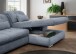 Polstergarnitur >Riordan< Schlaffunktion, Stauraum, Webstoff Corto hellblau - 314x104x184 BxHxT