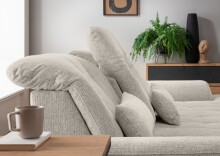 Polstergarnitur >Riordan< Schlaffunktion, Stauraum, Webstoff Corto beige - 314x104x184 (BxHxT)