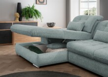 Polstergarnitur >Riordan< Schlaffunktion, Stauraum, Webstoff Corto mint - 314x104x184 (BxHxT)