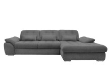 Polstergarnitur >Riordan< Schlaffunktion, Stauraum, Webstoff grau/braun - 314x104x184 (BxHxT)