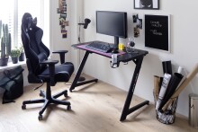 Gamingtisch >DX-RACER< in schwarz, Holzwerkstoff/ Metall - 111x75x80cm (BxHxT)