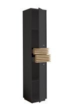 Hochschrank >Liguria< 1 Tür, 2 Schübe, anthrazit / evoke eiche Dekor - 38x191x35cm (BxHxT)