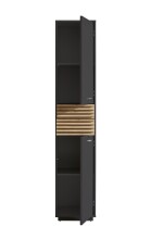 Hochschrank >Liguria< 1 Tür, 2 Schübe, anthrazit / evoke eiche Dekor - 38x191x35cm (BxHxT)