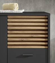 Hochschrank >Liguria< 1 Tür, 2 Schübe, anthrazit / evoke eiche Dekor - 38x191x35cm (BxHxT)