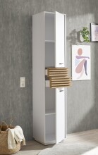 Hochschrank >Liguria< 2 Türen, 2 Schübe, weiß / evoke eiche Dekor - 38x191x35cm (BxHxT)