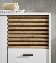 Hochschrank >Liguria< 2 Türen, 2 Schübe, weiß / evoke eiche Dekor - 38x191x35cm (BxHxT)