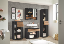 Waschbeckenunterschrank >Liguria< Anthrazit / Evoke Eiche Dekor - 80x64x40 (BxHxT)