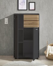 Badkommode >Liguria< in Anthrazit / Evoke Eiche Dekor - 60x106x35cm (BxHxT)
