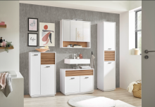 Badkommode >Liguria< in Weiß / Evoke Eiche Dekor - 60x106x35cm (BxHxT)