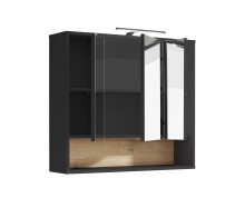Badezimmerspiegelschrank >Liguria< in Anthrazit / Evoke Eiche - 80x72x21 (BxHxT)