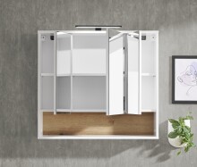 Badezimmerspiegelschrank >Liguria< in Weiß / Evoke Eiche Dekor - 80x72x21cm (BxHxT)