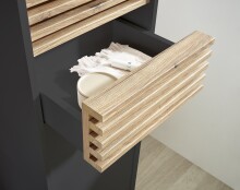 Badezimmer-Set >Liguria< (4-tlg.) in Anthrazit / Evoke Eiche Dekor - 220x191x40cm (BxHxT)