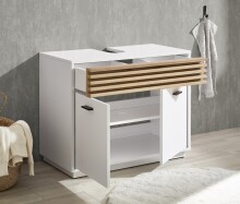 Badezimmer-Set >Liguria< (4-tlg.) in Weiß / Evoke Eiche Dekor - 220x191x40 (BxHxT)