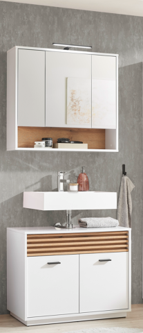 Badezimmer-Set >Liguria< (2-tlg.) in Weiß / Evoke Eiche Dekor - 80x191x40 (BxHxT)