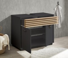 Badezimmer-Set >Liguria< (3-tlg.) in Anthrazit / Evoke Eiche Dekor - 160x191x40 (BxHxT)