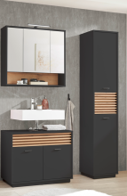Badezimmer-Set >Liguria< (3-tlg.) in Anthrazit /...