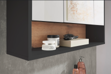 Badezimmer-Set >Liguria< (3-tlg.) in Anthrazit / Evoke Eiche Dekor - 140x191x40 (BxHxT)
