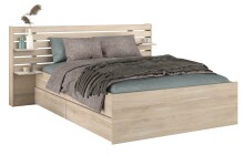 Stauraumbett >Escale 4< in Eiche Nachbildung -...