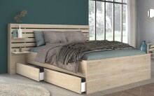 Stauraumbett >Escale 4< in Eiche Nachbildung - 217x99x236cm (BxHxT)