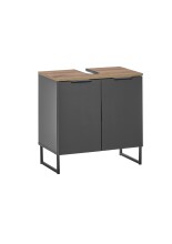 Badezimmer-Set >Denver< (4-tlg.) in schwarz / Evoke Eiche Dekor - 200x195x35 (BxHxT)