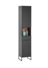 Badezimmer-Set >Denver< (4-tlg.) in schwarz / Evoke Eiche Dekor - 200x195x35 (BxHxT)