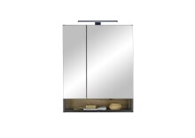 Badezimmer-Set >Denver< (4-tlg.) in schwarz / Evoke Eiche Dekor - 200x195x35 (BxHxT)
