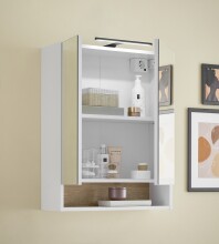 Badezimmer-Set >Denver< (4-tlg.) in weiß matt / Evoke Eiche Dekor - 200x195x35 (BxHxT)