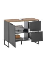 Badezimmer-Set >Denver< (4-tlg.) in schwarz / Evoke Eiche Dekor - 220x195x35 (BxHxT)
