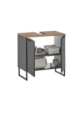 Badezimmer-Set >Denver< (2-tlg.) in schwarz / Evoke Eiche Dekor - 60x195x35 (BxHxT)
