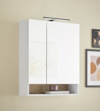 Badezimmer-Set >Denver< (2-tlg.) in weiß matt / Evoke Eiche Dekor - 60x195x35 (BxHxT)