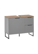 Badezimmer-Set >Denver< (2-tlg.) in grau matt / Evoke Eiche Dekor - 80x195x35 (BxHxT)
