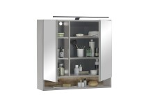 Badezimmer-Set >Denver< (2-tlg.) in grau matt / Evoke Eiche Dekor - 80x195x35 (BxHxT)