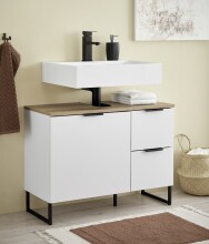 Badezimmer-Set >Denver< (2-tlg.) in weiß / Evoke Eiche Dekor - 80x195x35 (BxHxT)