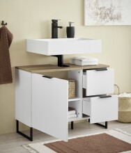 Badezimmer-Set >Denver< (2-tlg.) in weiß / Evoke Eiche Dekor - 80x195x35 (BxHxT)