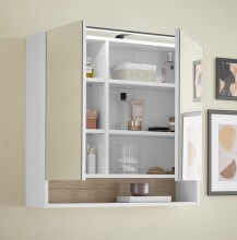 Badezimmer-Set >Denver< (2-tlg.) in weiß / Evoke Eiche Dekor - 80x195x35 (BxHxT)
