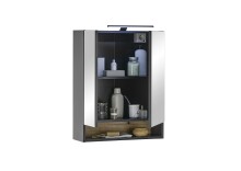 Badezimmer-Set >Denver< (3-tlg.) in schwarz matt / Evoke Eiche Dekor - 120x195x35 (BxHxT)