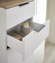 Badezimmer-Set >Denver< (3-tlg.) in weiß matt / Evoke Eiche Dekor - 120x195x35 (BxHxT)