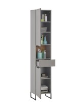 Badezimmer-Set >Denver< (3-tlg.) in grau matt / Evoke Eiche Dekor - 140x195x35 (BxHxT)