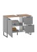 Badezimmer-Set >Denver< (3-tlg.) in grau matt / Evoke Eiche Dekor - 140x195x35 (BxHxT)