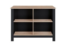 Kochinsel >Sugar< 4 Fächer, Schwarz / Artisan Eiche Dekor - 124x90x75 (BxHxT)
