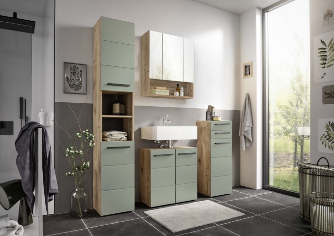 Badezimmer-Set >Vista< (4-tlg.) in Viking Oak / Schilfgrün - 170x190x31 (BxHxT)