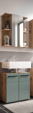 Badezimmer-Set >Vista< (2-tlg.) in Viking Oak / Schilfgrün - 60x190x31 (BxHxT)