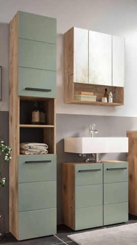 Badezimmer-Set >Vista< (3-tlg.) in Viking Oak / Schilfgrün - 120x190x31 (BxHxT)