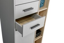 Hochschrank >Tunis< 2 Türen, 2 Schübe, grau matt / sonoma eiche - 42x185x38cm (BxHxT)