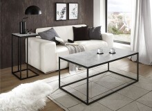 Couchtisch >FARGO< in grau / schwarz, Metall / Glas...