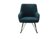 Schaukelstuhl >HOPKINS < in olive, Polyester/ Metall/ Buche - 69x91x80cm (BxHxT)