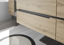 Waschbeckenunterschrank >Memphis< Grau / Artisan Eiche Dekor - 110x54x53cm (BxHxT)